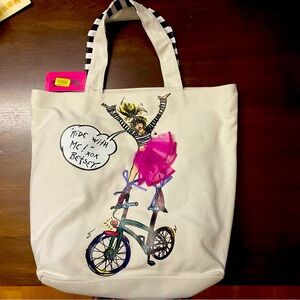 Vintage Betsey Johnson tote bag, “Ride With Me” never used with tags